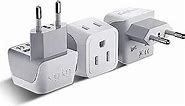 Ceptics European Travel Plug Adapter Europe Power Adaptor Charger Dual Input - Ultra Compact - Light Weight - USA to any Type C Countries such as Italy, Iceland, Austria and More (CT-9C), white