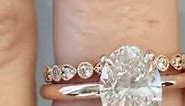 Ariya & Esme - Simple Rose Gold 1.50ct Oval Diamond Vintage Inspired Wedding Ring Set