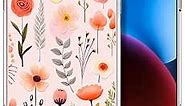 ENDIY iPhone 15 Case Flower Floral for Women Girls Girly Cute Designer Phone Case Clear with Design, Compatible with iPhone 15 Case Transparent,Flowers Leaves
