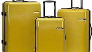 Rockland Horizon Hardside Expandable Spinner Wheel Luggage, Yellow, 3-Piece Set (20/24/28)