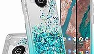 Case for Nokia X100 Case Liquid Glitter Phone Case Cover with Tempered Glass Screen Protector Bling Diamond for Girls Women - Teal/Clear