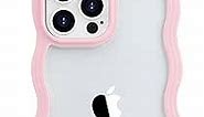 LOEV Design for iPhone 7 Plus Case, iPhone 8 Plus Clear Case with Wavy Edge, Cute Transparent Curly Wave Shape Frame Phone Case, Shockproof Hard PC & Soft TPU Protection Cover for Women Girls, Pink