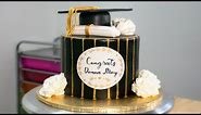 Gold Drip Graduation Cake