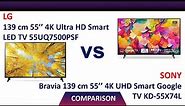 LG 55 Inches 4K Ultra HD Smart LED TV 55UQ7500PSF Vs SONY BRAVIA 55 Inch 4K UHD Google TV KD-55X74L