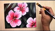 Easy Acrylic painting for beginners of beautiful and simple flowers