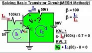 Electrical Engineering: Ch 3: Circuit Analysis (34 of 37) Solving Basic Transistor Circuit (MESH) 1