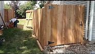 Six foot 1x4 dog ear cedar fence installation progress. Lakewood Colorado