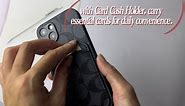 Designer iPhone 14 Case,Classic Monogram Pattern Cellphone case Luxury Leather Card Case Stylish Black - 14 (6.1inch)