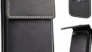 Topstache Leather Phone Holster with Belt Clip,Flip Cell Phone Pouch for iPhone 14/13 Pro,S23,S22,Note 10 Belt Clip Phone Case,Universal Smartphone Sheath,L,Black