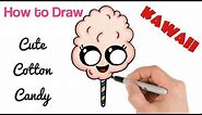 How to Draw Cotton Candy Cute | Kawaii Food Drawing