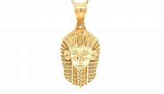 Charm America - Gold Egyptian Pharaoh Charm - Pharaoh Pendant - 10 Karat Solid Gold, African Egypt Pharaoh Jewelry