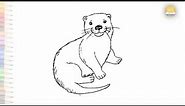 Sea Otter drawing 01 | Sea animal drawings easy | How to draw Sea Otter step by step | easy drawings