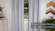 VHC Brands Sawyer Mill Plaid Cotton Farmhouse Kitchen Curtains Rod Pocket Hanging Loops 36 Inches Long Swag Pair, Blue
