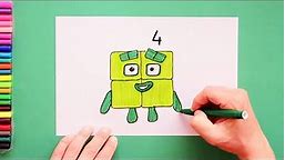 How to draw Number 4 (Numberblocks)