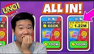 I RISK ALL COINS FOR 1.22M Win in 100K Entry Side 2 Side | UNO! Mobile