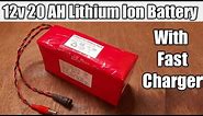 12v 20AH Lithium Ion Battery & Auto Cutoff Charger Unbox