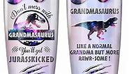 PREZZY Grandmasaurus Tumbler Best Grandma Ever Coffee Cup Funny Galaxy Dinosaur Stainless Steel Tumblers 20oz for Mothers Day Birthday Gifts for Grandma Don't Mess with Grandmasaurus Travel Mug