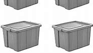 Sterilite 18 Gallon Tuff1 Storage Tote, Stackable Bin with Lid, Plastic Container to Organize Garage, Basement, Attic, Gray Base and Lid, 6-Pack