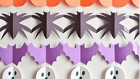 Halloween Paper Garland Cutouts – Bats, Spiders, Pumpkins, Ghosts and Black Cats!