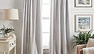 Martha Stewart Ticking Stripe Blackout Lining Rod Pocket/Back Tab Window Curtain Panel Pair, 84", White/Grey