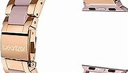 Wearlizer Compatible with Apple Watch Band 38mm 40mm 41mmFashion Wristbands Womens, Stainless Steel and Resin Replacement Metal Clasp For iWatch Ultra2/Ultra/SE/9/8/7/6/5/4/3/2/1-Dark Rose Gold+Pink