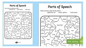 Parts Of Speech Coloring Activity