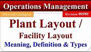 Plant Layout in Operations Management , Facility Layout, Types of Plant Layout, Principles of Layout