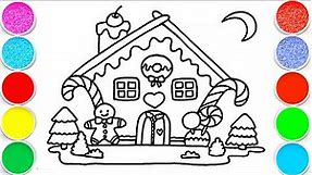 How to Paint and Color a Gingerbread House | Gingerbread House Coloring Page