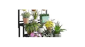 Plant Stand 3-Tier Hanging Shelves Flower Pot Organizer Multiple Flower Display Holder Indoor Outdoor Heavy Duty Potted Planter Rack Unit with Grid Panel for Living Room Balcony and