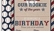 Rookie Of The Year Baseball Themed Birthday Party Invitations for Boys, 20 5"x7" Fill In Cards with Twenty White Envelopes by AmandaCreation