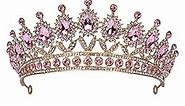 Baroque Crystal Princess Crowns for Women, Pink Rhinestone Birthday Tiaras for Girls Queen Crown Hair Accessories for Wedding Performance Prom Party