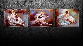 iKNOW FOTO 3 Piece Canvas Painting Dancing Girls Wall Art Beautiful Ballerina Dancers Oil Painting Printed on Canvas Stretched Gallery Canvas Wrap Giclee Print Modern Home Decor Ready To Hang