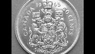 Canada 50 Cents 1965 - Valuable Half Dollar - 80% Silver -12.6 Million Minted at Royal Canadian Mint