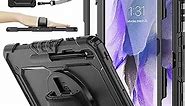 SEYMAC stock Case for Samsung Galaxy Tab S8 Plus/ S7 FE 5G Case 12.4'' with Screen Protector Pencil Holder [360 Rotating Hand Strap] &Stand, Drop-Proof Tablet Case for Galaxy Tab S8 Plus/ S7 FE, Black