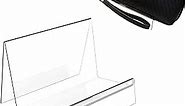 Acrylic Display Stand with Sign Plate, 10PC Clear Display Easel Purse Display Riser Shelf, Acrylic Purse Display Holder for Displaying Wallet, Purse, Handbag, Cosmetic, Jewelry, Glasses