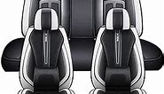 Custom Car Seat Covers Luxury for Acura MDX 2003-2022 Leather Front & Rear Seat Cover Waterproof Breathable Anti-Slip Driver 5 Seat Covers Black White-Standard