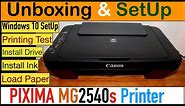Canon PIXMA MG2540s Setup, Unboxing, Install Ink, SetUp Win 10, Install Drivers, Printing & Review.