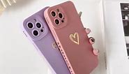 Compatible with iPhone Case Gold Heart Pattern