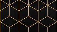 Safiyya Gold and Black Wallpaper Geometric Contact Paper Peel and Stick Wallpaper Removable Black Wallpaper Self Adhesive Contact Paper for Cabinets and Walls Vinyl Rolls 78.7"x17.7"