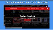 Transparent Sticky Navbar on Scroll using HTML CSS & JavaScript | Responsive Navbar