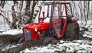 Traktor zaglavio , traktor u blatu , izvlacenje vitlom IMT 539 Tractor stuck in mud