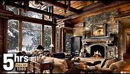 Winter Christmas Screensaver HD 5 hours - Snow falling, Fire crackling sound, Cosy Log Cabin