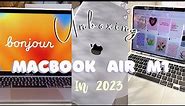 Macbook Air M1 💻 (𝑖𝑛 𝑠𝑖𝑙𝑣𝑒𝑟) unboxing📦 in 2023 | aesthetic wallpaper setup🌷