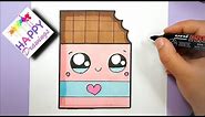 HOW TO DRAW CUTE CHOCOLATE BAR WITH A LOVE HEART - SUPER EASY