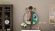 Hasipu 20×20 Inch Wall Mirror for Bathroom, Round Black Metal Frame Bathroom Mirrors, Modern Wall Mounted Vanity Mirror for Bathroom