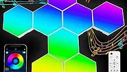 Aeasiup Hexagon Light Panels - Cool RGB LED Hexagon Wall Light Panels with with App & Remote Control, DIY Hexagon Lights for Wall, LED Light Wall Panels with Music Sync, Smart Home Decor