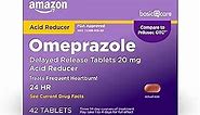 Amazon Basic Care Omeprazole Delayed Release Tablets 20 mg, Treats Frequent Heartburn, Acid Reducer, Heartburn Medicine, 42 Count (Pack of 1)