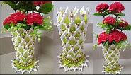 How to make flower vase | Easy flower vase | Cotton ear buds flower vase | 132