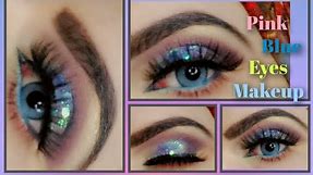 most trending pink and blue glitter eyes Makeup interesting video with easy way