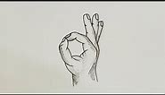 how to draw ok hand sign step by step